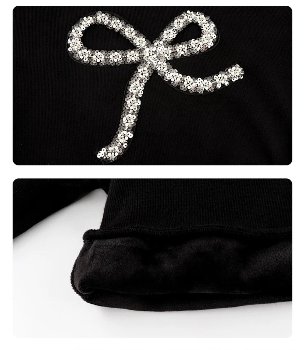 スパンコールリボン スウェットトップス