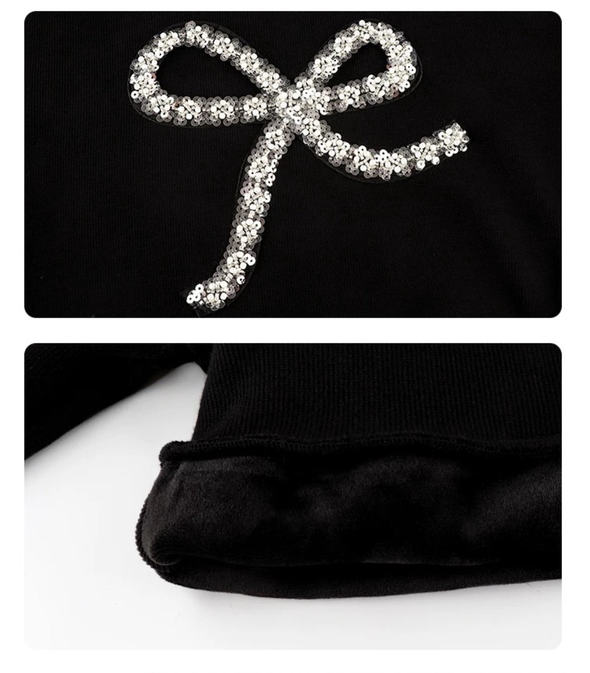 スパンコールリボン スウェットトップス